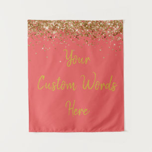Custom Dark Coral Pink Birthday Party Photo Booth Tapestry