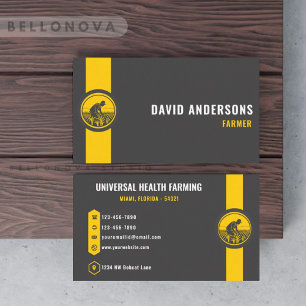 Custom Dark Grey Black Yellow Creative & Media Business Card