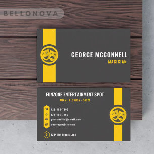 Custom Dark Grey Black Yellow Creative & Media Business Card