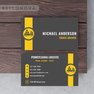 Custom Dark Grey Black Yellow Transportation Business Card