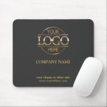 Custom Dark Grey Promotional Company Business Logo Mouse Mat<br><div class="desc">Elegant Modern Custom Grey and Gold Promotional Company Business Logo Mouse Pad . Perfect for corporate marketing and small business branding, this minimalist design offers a sleek look that enhances your brand. Personalise it with your text and logo for effective promotional advertising. Ideal for professionals who want to keep business...</div>