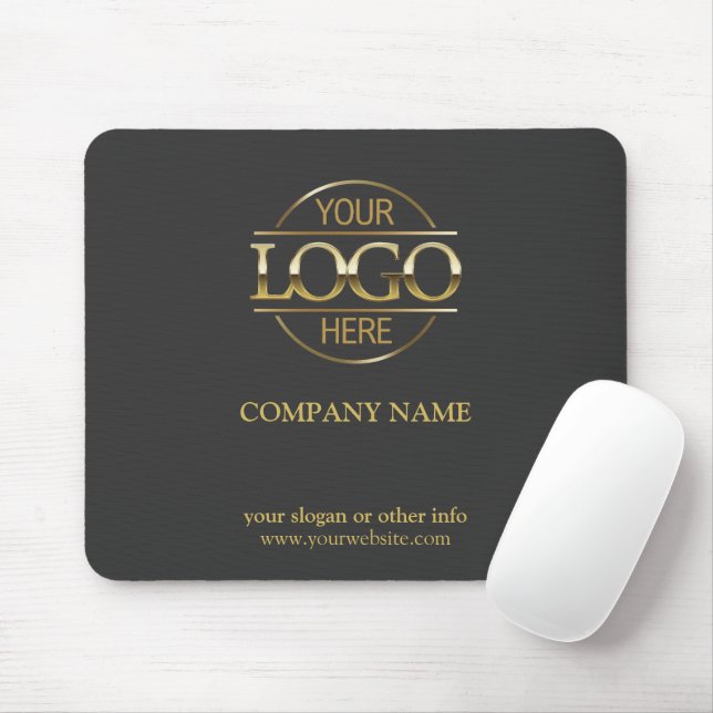Custom Dark Grey Promotional Company Business Logo Mouse Mat (With Mouse)