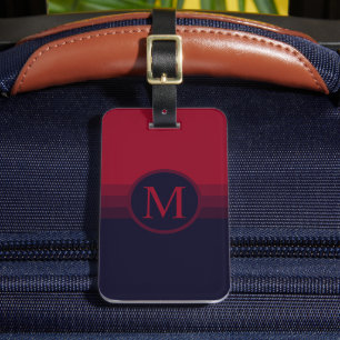 Custom Dark Navy Blue Red Maroon Colour Block Luggage Tag