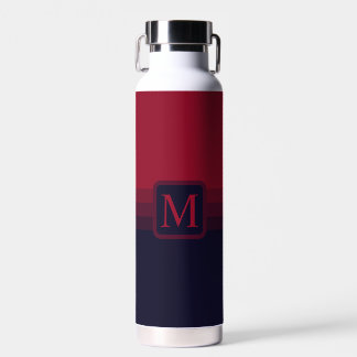 Custom Dark Navy Blue Red Maroon Colour Block Water Bottle