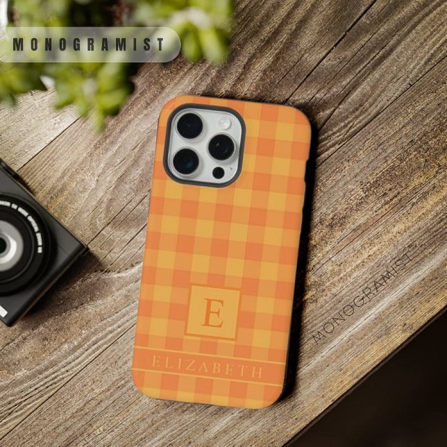 Custom Dark Orange Light Yellow Chequered Pattern iPhone Case (Custom Dark Orange Light Yellow Checkered Pattern iPhone Case)