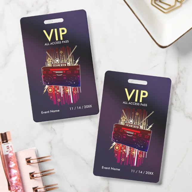 Custom Dark Purple Gradient VIP Pass For Event ID Badge (Office)