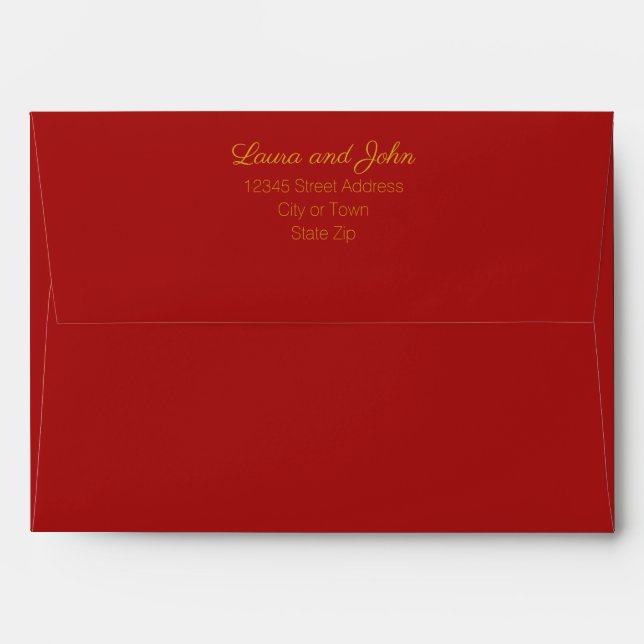 Custom Dark Red 5x7 Chinese Wedding Engagement Envelope (Back (Top Flap))