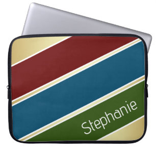 Custom Dark Red, Ocean Blue and Forest Green Laptop Sleeve