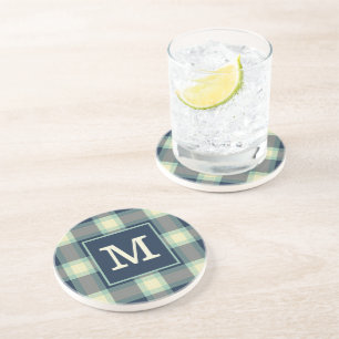 Custom Dark Teal Blue Green Classic Tartan Pattern Coaster
