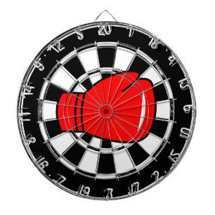 Custom dartboard with red boxing glove logo