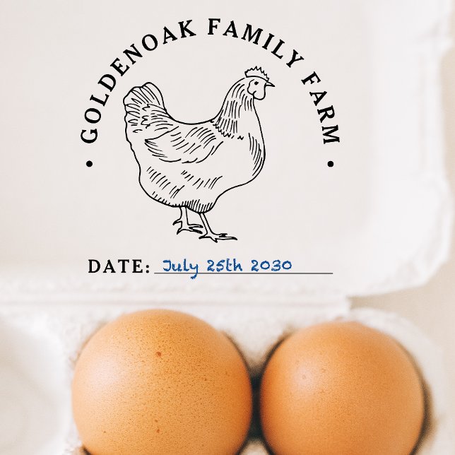 Custom Date Chicken Eggs Personalized Egg Farm Rubber Stamp (Creator Uploaded)