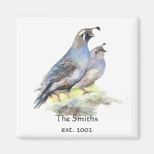 Custom Date Family Monogram California Quail Birds Magnet