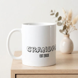 Custom Date Grandpa Est Modern Minimalist Keepsake Coffee Mug