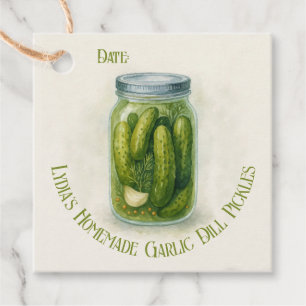 Custom Date Homemade Garlic Dill Pickles Tag