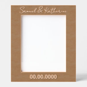 Custom Date & Names Rustic Wood Etched Frames