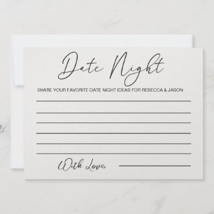 Custom Date Night Ideas Card Bridal Shower Game