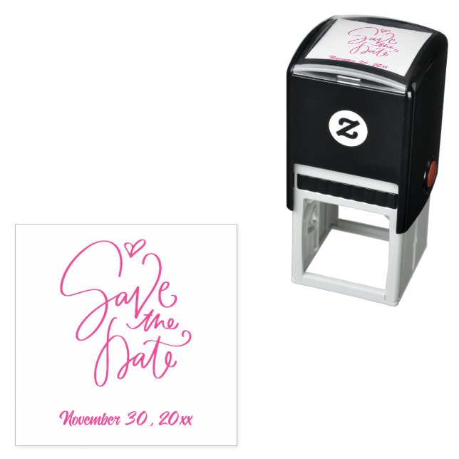 Custom Date Save The Date Script Serif Font Text Self-inking Stamp (In Situ)