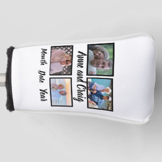 Custom Date Wedding Anniversary 4 Photo Collage Golf Head Cover