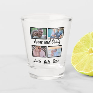 Custom Date Wedding Anniversary 4 Photo Collage  Shot Glass
