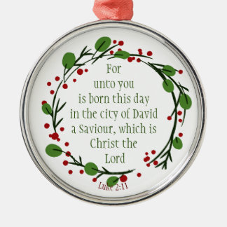Custom Dated Christian Christmas Scripture Wreath Metal Tree Decoration