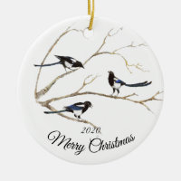 Custom Dated Christmas Curious Magpie Garden Bird