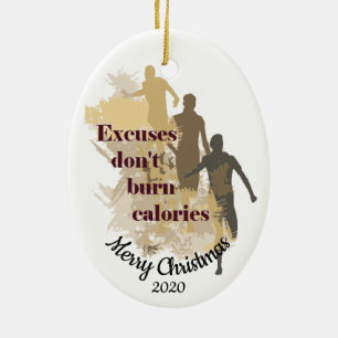 Custom Dated Christmas Inspirational Running Quote Ceramic Tree Decoration