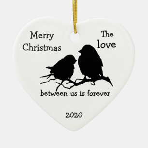 Custom Dated Christmas Love Between us Quote Ceramic Tree Decoration