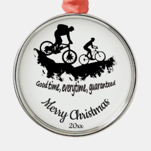 Custom Dated Christmas Mountain Biking Quote  Metal Tree Decoration