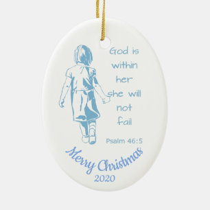 Custom Dated Christmas Scripture Female Encourage Ceramic Tree Decoration