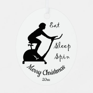 Custom Dated Christmas Spinning class, cycle Metal Tree Decoration