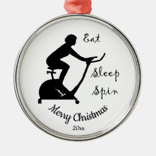 Custom Dated Christmas Spinning class, cycle  Metal Tree Decoration