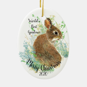 Custom Dated Christmas World's Best Gardener Quote Ceramic Tree Decoration
