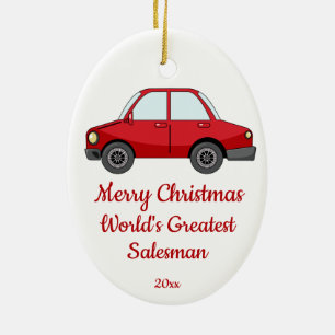 Custom Dated Christmas World's Greatest Salesman Ceramic Tree Decoration