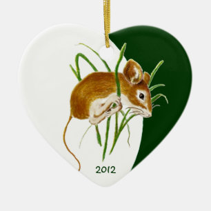 Custom Dated Cute Little Mouse Animal Ceramic Tree Decoration