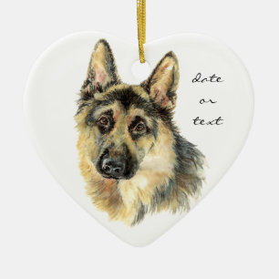 Custom Dated German Shepherd, Dog Pet, Animal Ceramic Tree Decoration