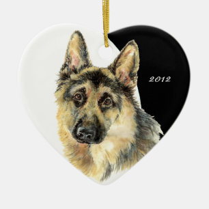 Custom Dated German Shepherd Pet Dog Ceramic Tree Decoration