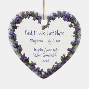 Custom Dated Name Photo Watercolor Flower Ceramic Tree Decoration