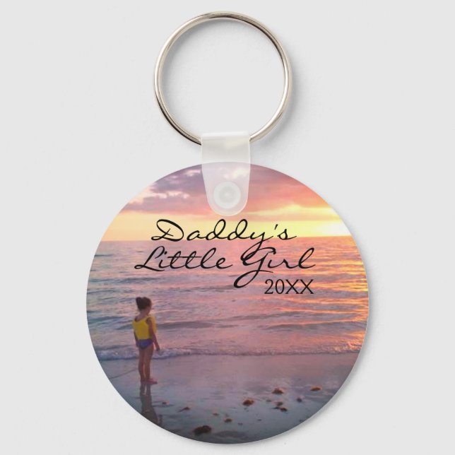 Custom Daughter Photo Daddys Little Girl Script Key Ring (Front)