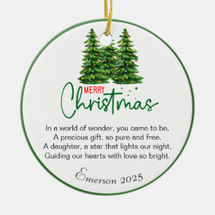 Custom Daughter Poem Christmas Ceramic Tree Decoration