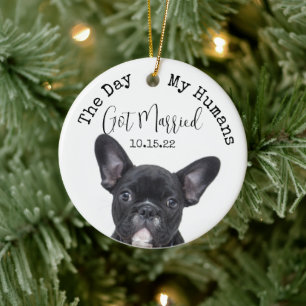 Custom Day My Humans Got Married Pet Dog Photo Ceramic Tree Decoration