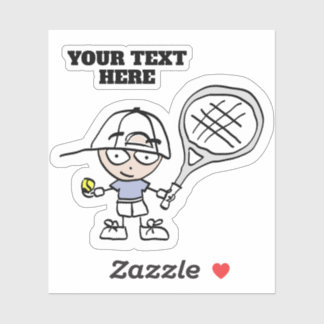 Custom decal sticker with cute tennis cartoon