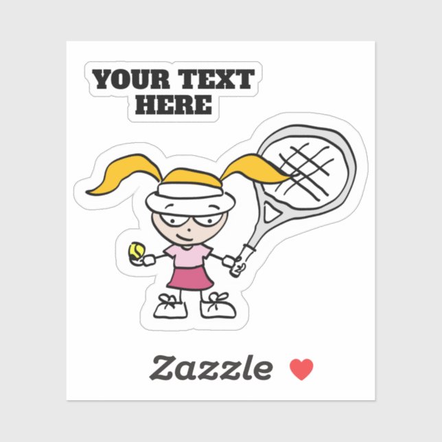 Custom decal sticker with girl tennis cartoon (Sheet)