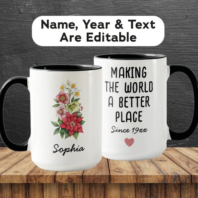 Custom December Birth Flower - Personalised Name Mug (Creator Uploaded)