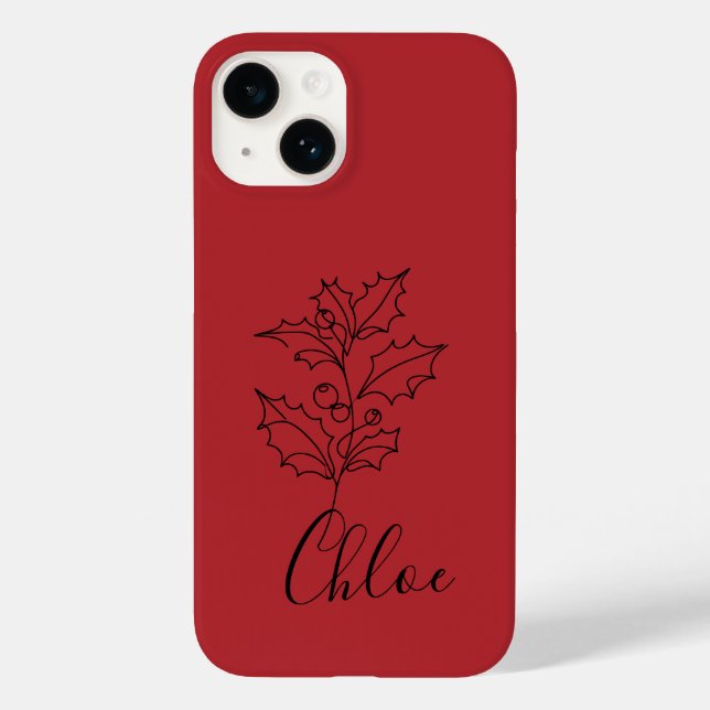 Custom December Holly Birth Flower Gift  Case-Mate iPhone Case (Back)