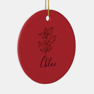 Custom December Holly Birth Flower Gift Ceramic Tree Decoration