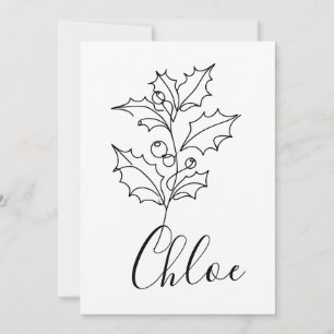 Custom December Holly Birth Flower Gift Invitation