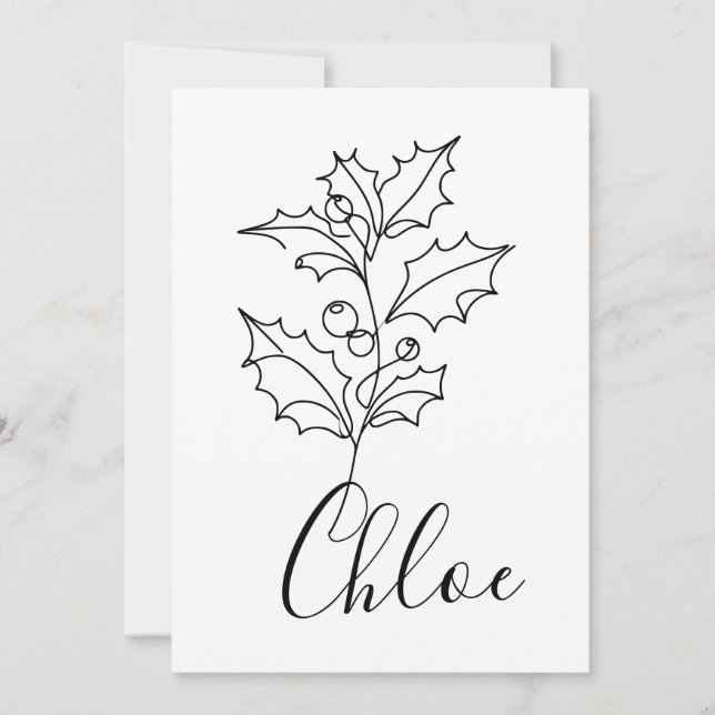 Custom December Holly Birth Flower Gift  Invitation (Front)