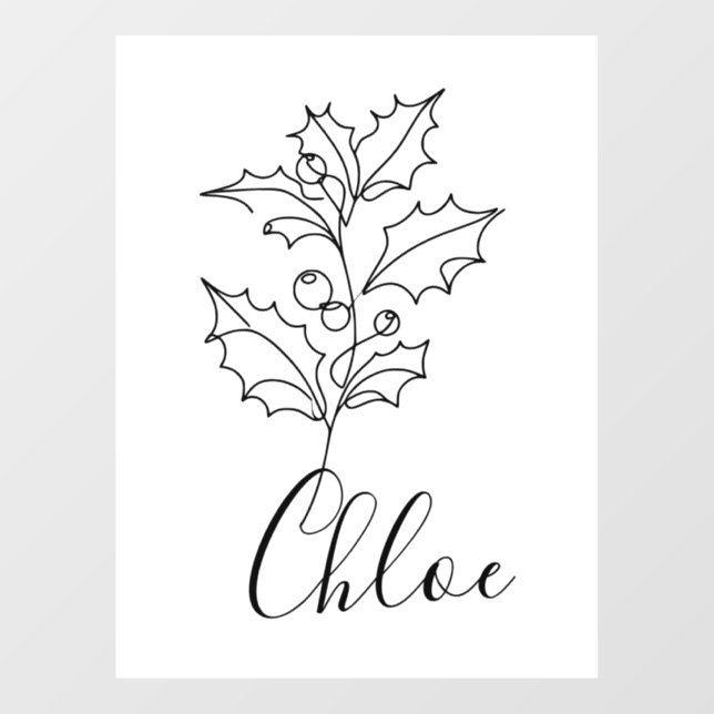 Custom December Holly Birth Flower Gift  Window Cling (Sheet)