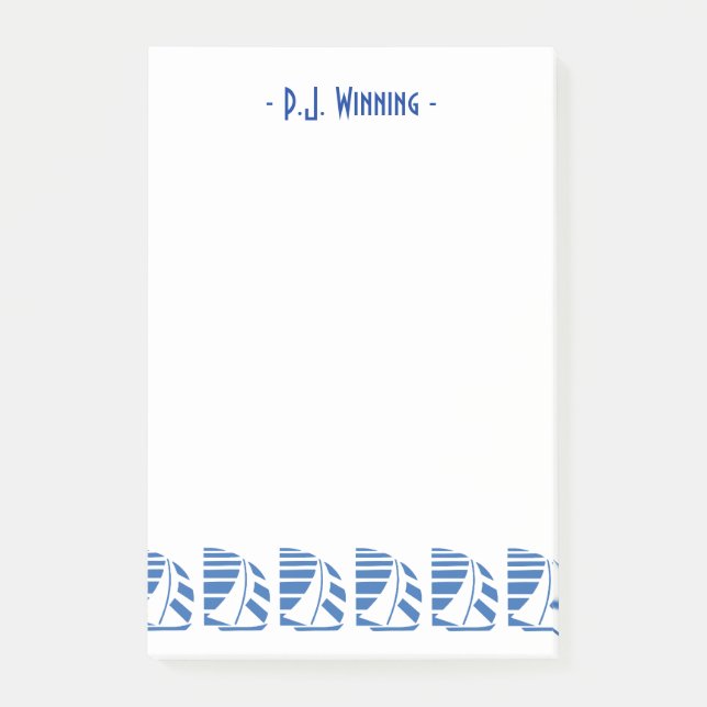 Custom Deco Blue Racing Sailboats Sticky Notes (Front)