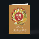 Custom Decorative Turkey Menorah Holiday Card<br><div class="desc">Decorative whimsical Thanksgiving turkey with a Hanukkah menorah. Personalise the front greeting and inside message for a unique Thanksgivukkah card! © StudioMetzger.com using images © GraphicMarket. All rights reserved.</div>